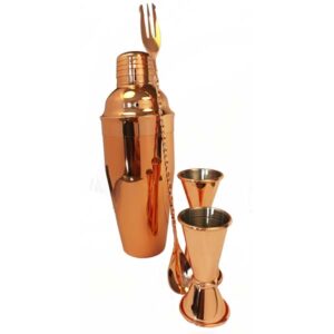 Bar-Set: 3-teiliges Shaker-Set (Kupfer, 4 Teile)