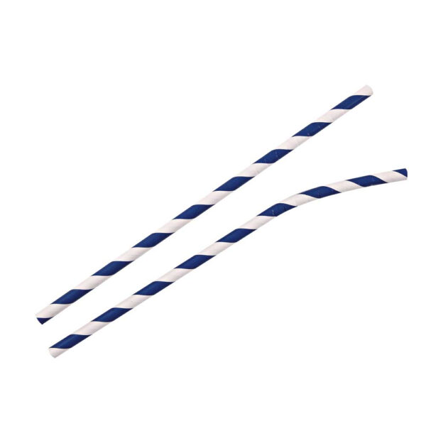 Papiertrinkhalme 6x195 mm Blau mit Knick, 100 Stück